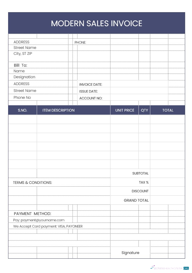 Download Modern Sales Invoice Template Photoshop template
